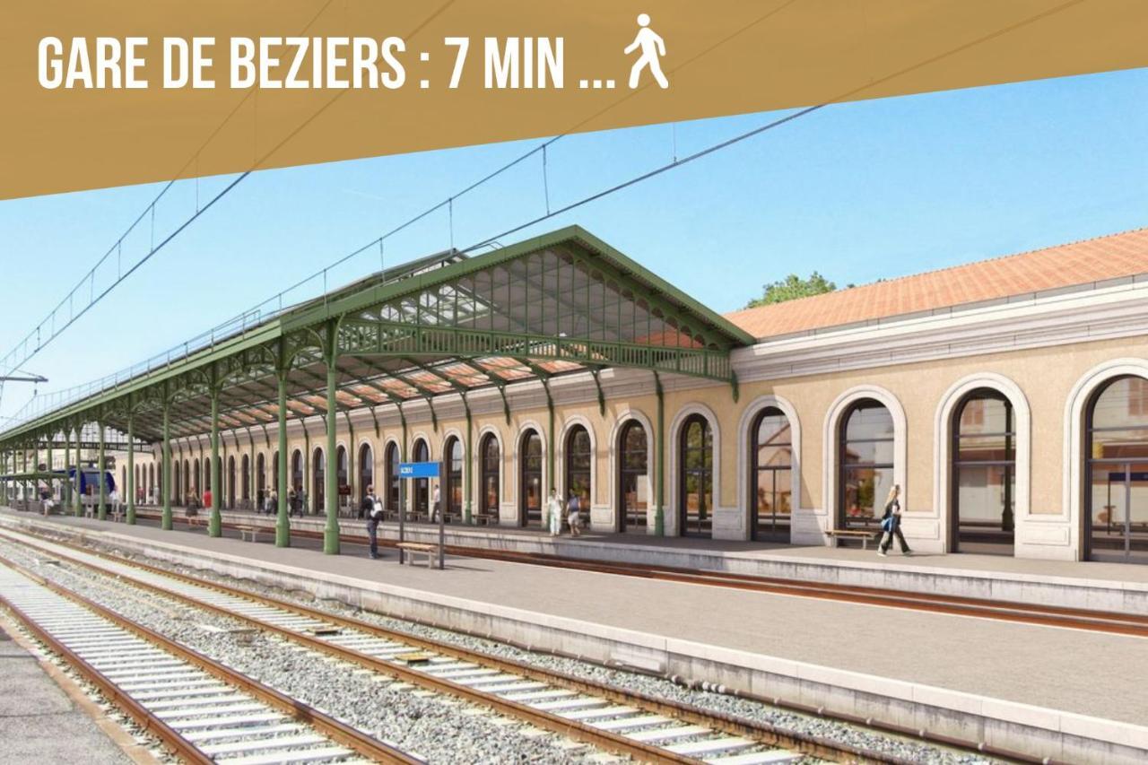 Centre Historique - Free Parking - Self Checkin - Wifi - Industriel - Sleepntripbeziers Apartment Bagian luar foto